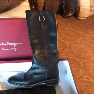 Salvatore Ferragamo Black Leather Winter Boots